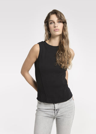 Detailed Sleeveless Rib Top
