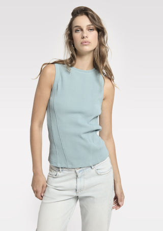 Detailed Sleeveless Rib Top