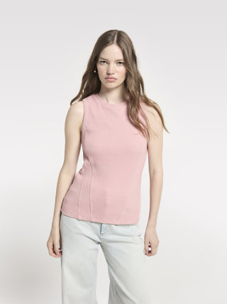 Detailed Sleeveless Rib Top