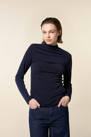 High Neck Top With Gathering