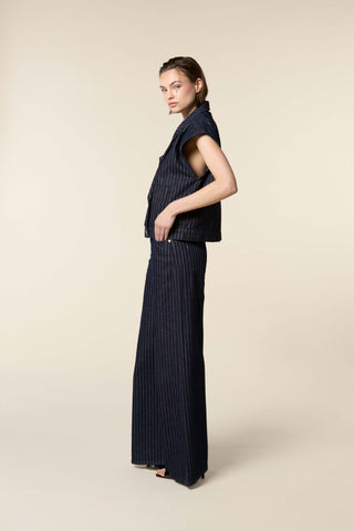 Palazzo Jeans With Pinstripe