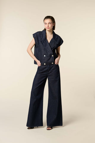 Palazzo Jeans With Pinstripe