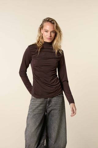 High Neck Top With Gathering