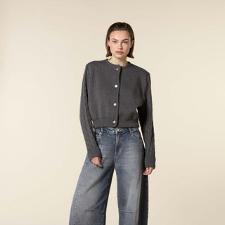 Knitted Cardigan With Balloon Sleeves
