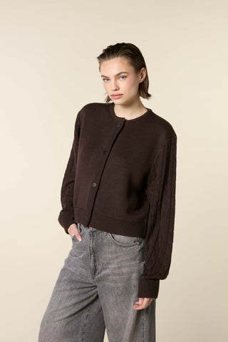 Knitted Cardigan With Balloon Sleeves