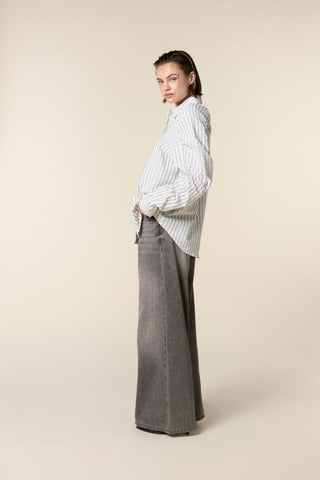 Extra Wide Legs Jeans With Cord