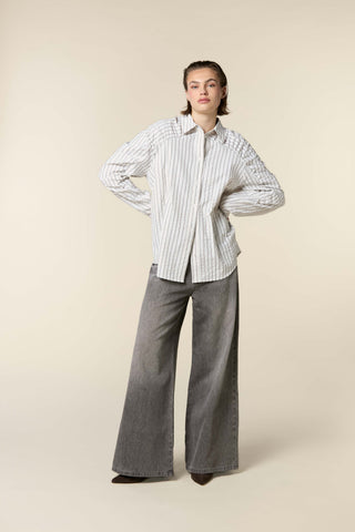 Extra Wide Legs Jeans With Cord