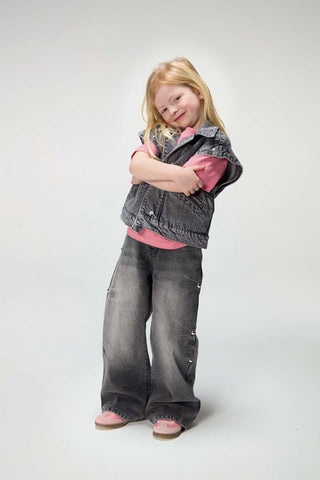 Denim Gilet With Big Studs