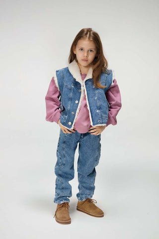 Retro Denim Gilet With Fur