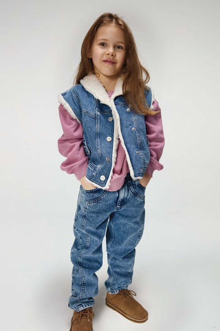 Retro Denim Gilet With Fur