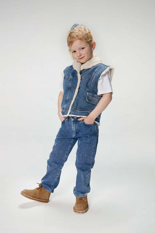 Retro Denim Gilet With Fur