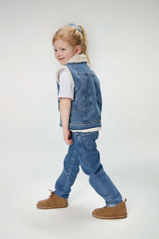 Retro Denim Gilet With Fur