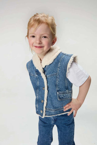 Retro Denim Gilet With Fur