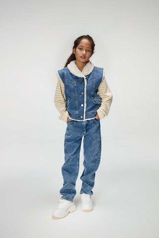 Retro Denim Gilet With Fur