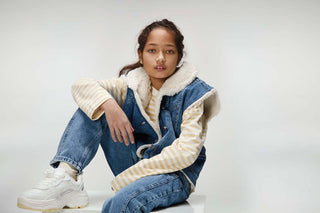 Retro Denim Gilet With Fur