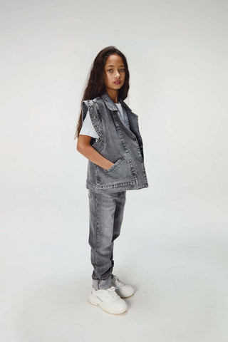 Denim Gilet With Big Studs