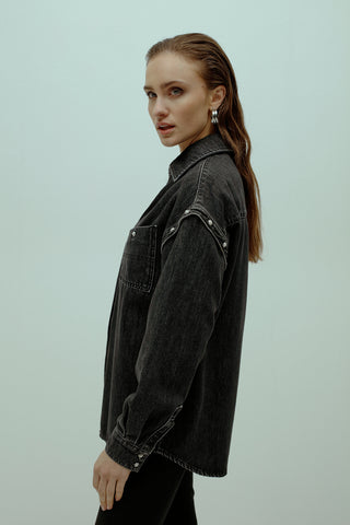 Oversized Denim Jacket With Detachable Sleeves