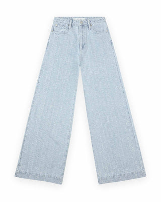 Wide Leg Jeans With Allover Distressed