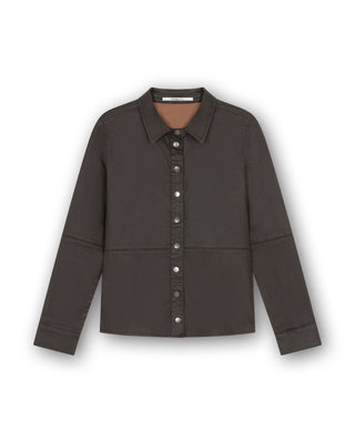 Fitted Blouse With Leather Coating