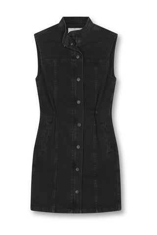 Fitted Denim Dress With Cross Stitch