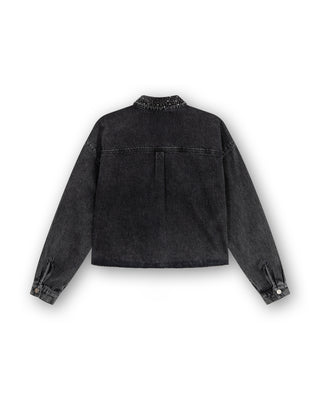 Cropped Oversized Jacket With Strass