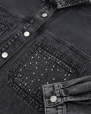 Cropped Oversized Jacket With Strass
