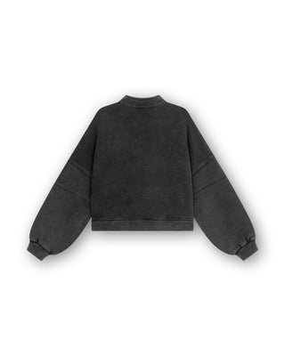 High Neck Sweater With Zipper - Washed