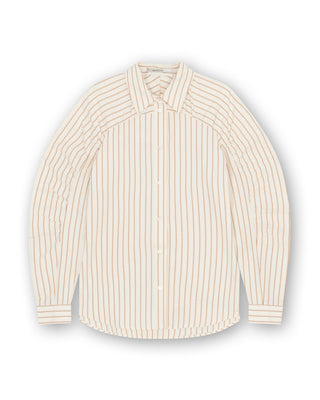 Oversized Pinstripe Blouse With Gathered Sleeves