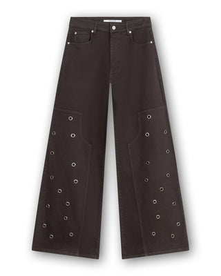 Palazzo Jeans With Big Eyelets