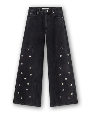 Palazzo Jeans With Big Eyelets