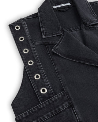 Denim Waistcoat With Big Eyelets