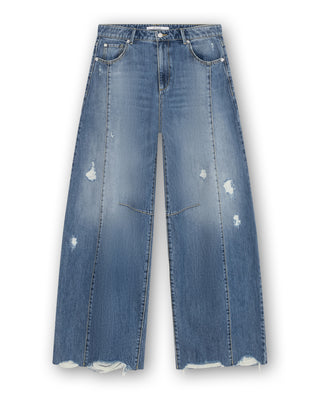 Bowie - Extra Wide Barrel Jeans With Destroys