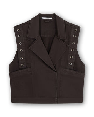 Denim Waistcoat With Big Eyelets