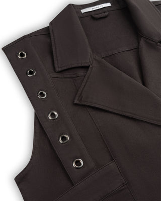 Denim Waistcoat With Big Eyelets