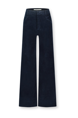Farrah - Rib Pants With Wide Leg
