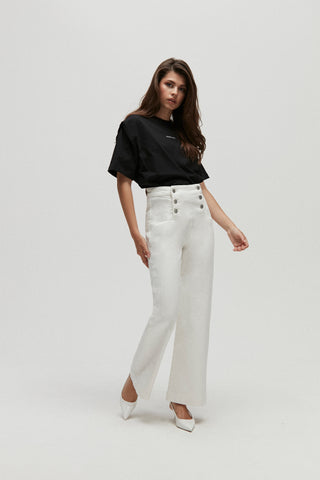 Lauren - Cropped Wide Leg With Button Detail