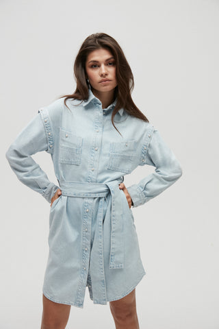 Shirt Dress With Detachable Sleeves