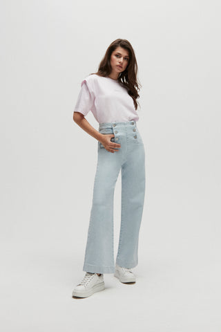 Lauren - Cropped Wide Leg With Button Detail