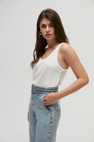Wide Leg Jeans With Belt Detail