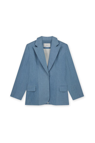 Denim Blazer With Shoulder Pads