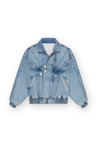 Detailed Denim Jacket With High Collar