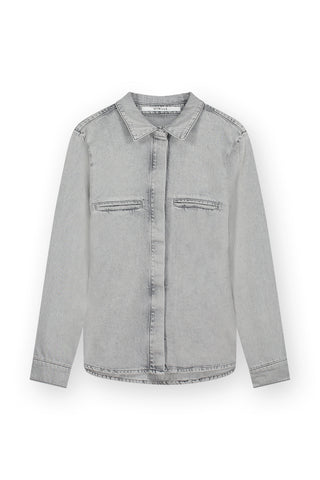 Denim Blouse With Welt Pockets