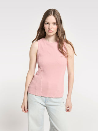 Detailed Sleeveless Rib Top