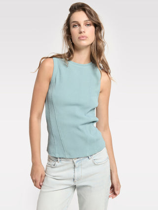 Detailed Sleeveless Rib Top