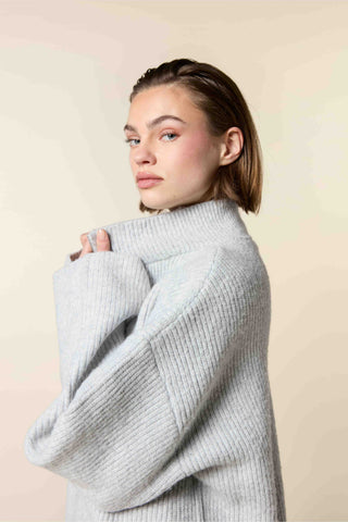 High Collar Knitted Sweater With Zip