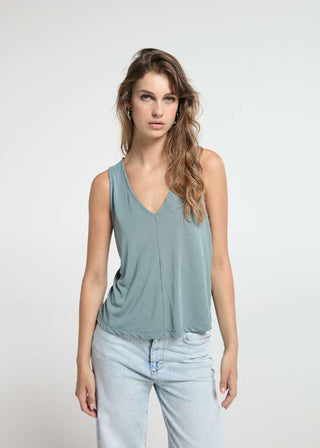 Flowy Sleeveless Top With V Neck