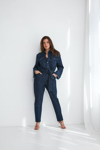 Denim Overall With Frayed Edge
