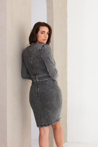 Denim Dress With Gathering