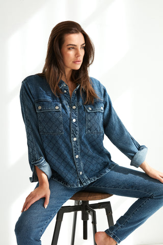 Denim Blouse With Cross Stitch